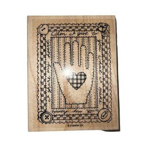 Stampin' Up! Vintage When I Give What I Make Hand Heart Large Wood Rubber Stamp